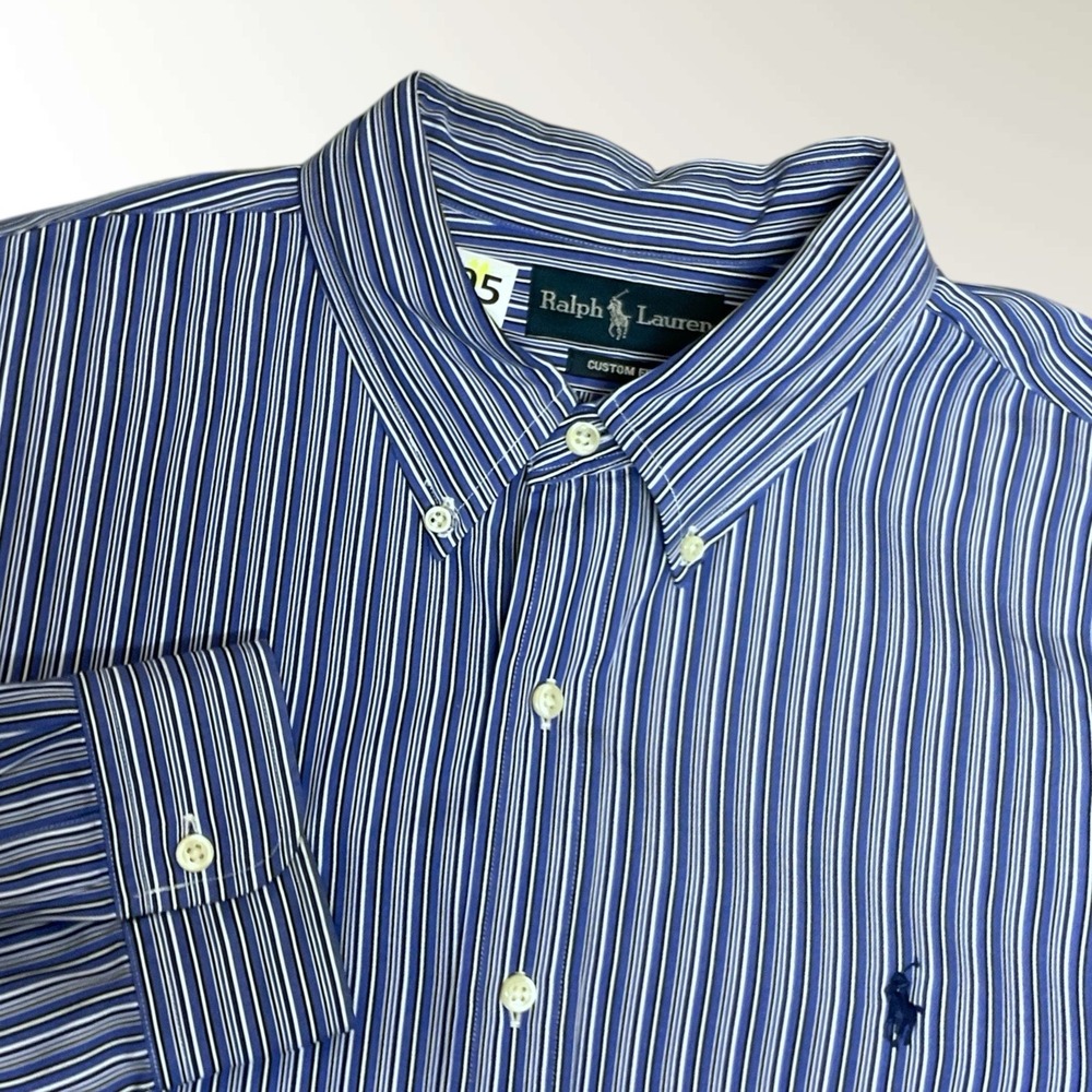 Ralph Lauren Men's Shirt 2XL Blue Cotton Long Sleeve Button Down  Custom‎ Fit